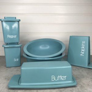 Vintage 70s Table Set Bowl S&P Butter Napkin Set